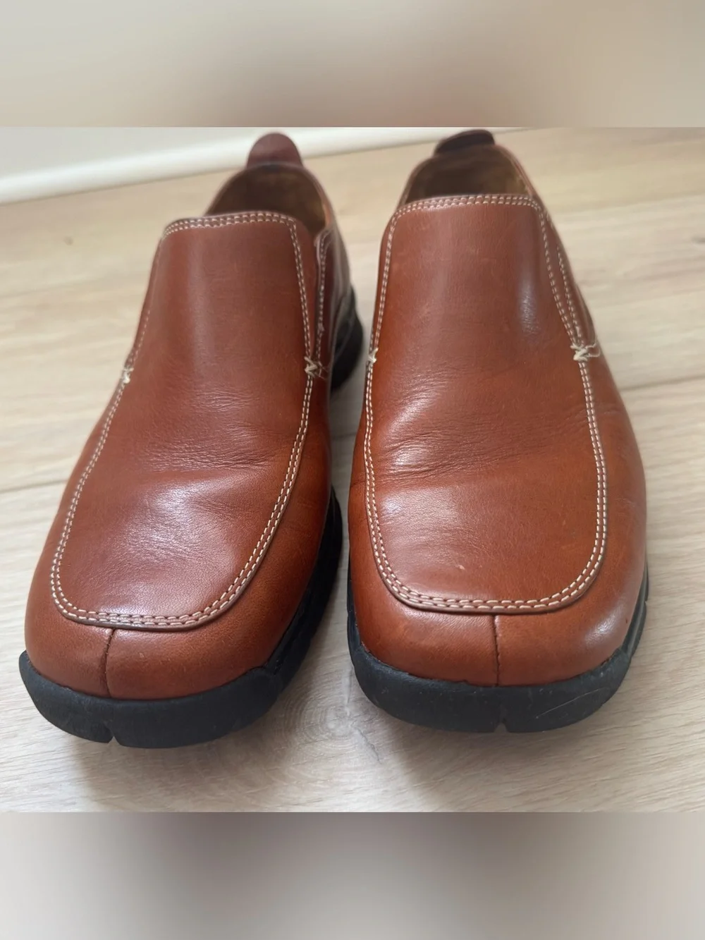 Cole Haan Men’s 8M Nike Air brown leather slip-on driving loafers dress shoes